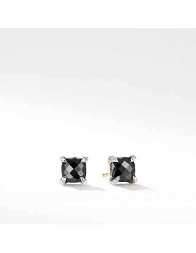 David Yurman Chatelaine 6MM Stud Earrings with Black Onyx and Diamonds Venez acheter