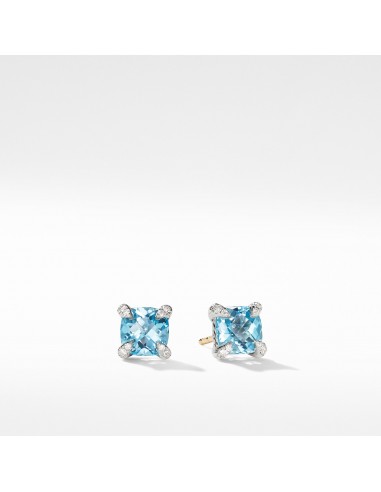 David Yurman Chatelaine 6MM Stud Earrings with Blue Topaz and Diamonds Les êtres humains sont 