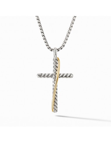 David Yurman Crossover Cross Necklace with Sterling Silver and 18K Yellow Gold les ctes