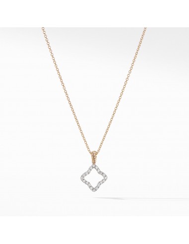 David Yurman Cable Collectibles Quatrefoil Pendant with Diamonds in Gold on Chain 2024